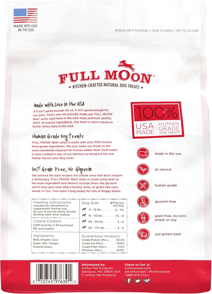 Full Moon Beef Jerky Dog Treats - Grain-Free, 11oz
