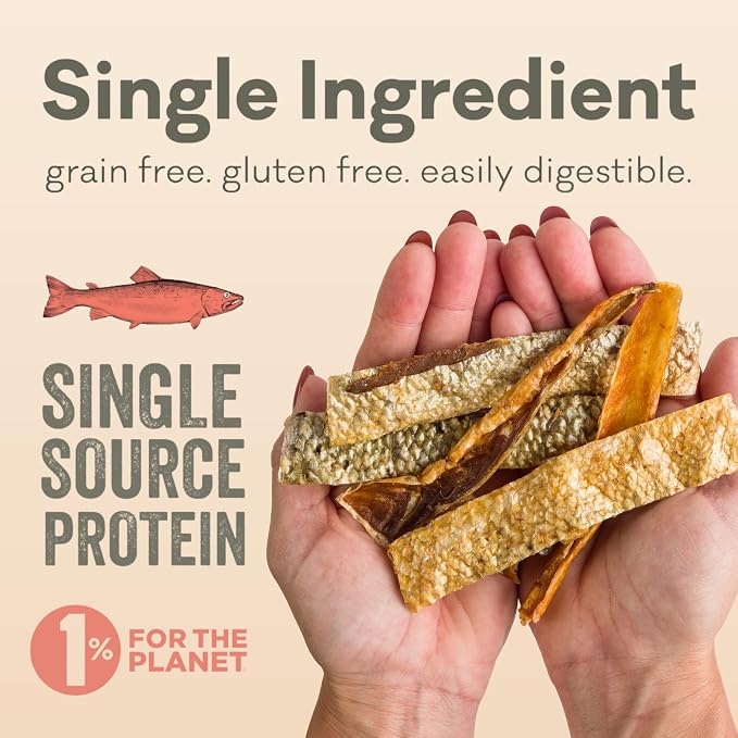 Polkadog Salmon Skin Dog Treats, Single Ingredient, Omega-3 Rich, 3oz