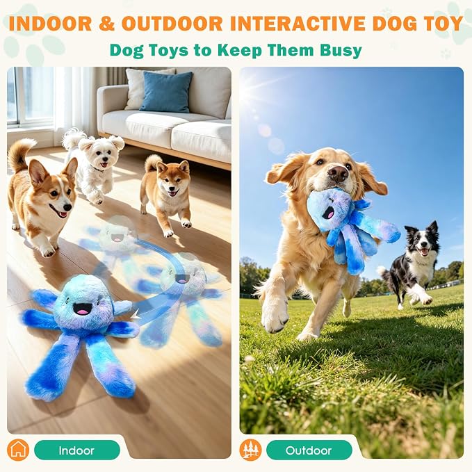 Fuufome Interactive Automatic Jumping Dog Toy for Small, Medium & Breeds to Keep Them Busy | Tug of War, Squeaky Moving, Motion-Activated Design, Not for Aggressive Chewers