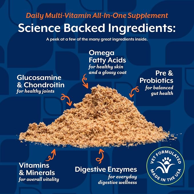 NaturVet All-in-One Dog Supplement - for Joint Support, Digestion, Skin, Coat Care – Dog Multivitamins with Minerals, Omega-3, 6, 9 – Wheat-Free Vitamins for Dogs – 13-Ounce Powder (Pack of 2)