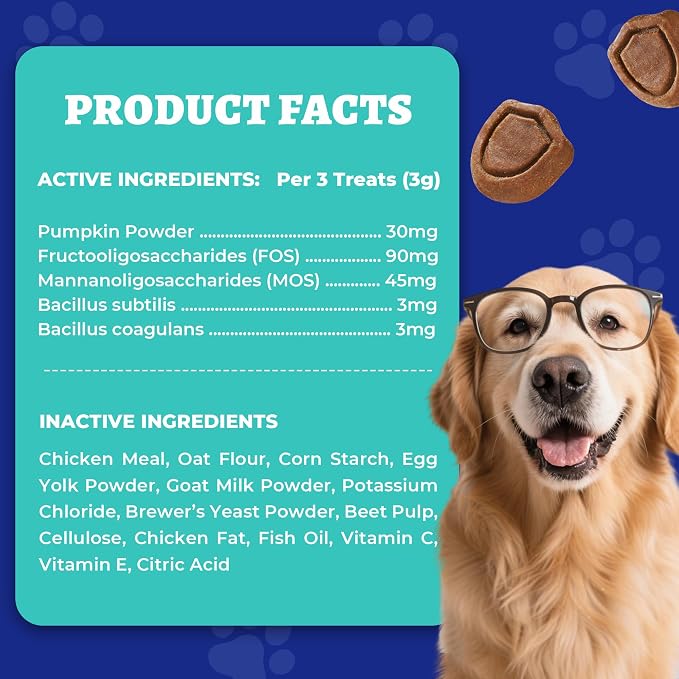 Wellix 260 Bites Probiotics for Dogs - Probiotics & Prebiotics with Pumpkin