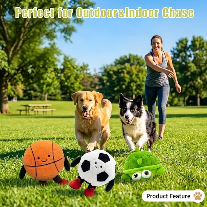 Football Interactive Dog Toys, Active Moving Pet Plush Toy, 2026 New Shaking Dog Ball Dog Toy Interactive Dog Ball with Song Squeaky Moving Dog Ball Toy, Rechargeable Toys to Keep Them Busy Dog Toys