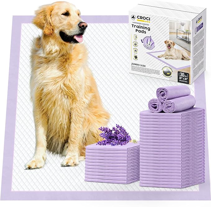 CROCI Charcoal Pee Pads for Dogs 30x36in 35 Counts, Lavender Dog Pads 36x36in 30 Counts
