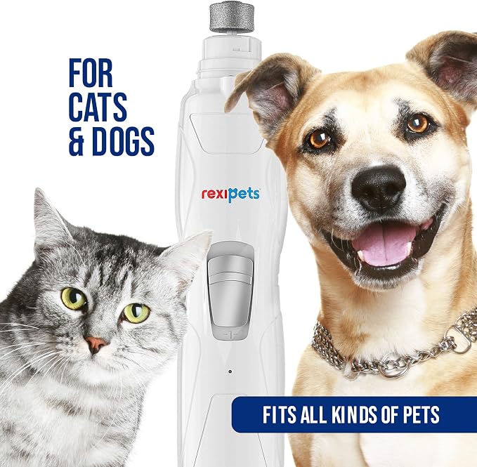 REXIPETS Cat and Dog Nail Grinder, Quiet 2-Speed Motor
