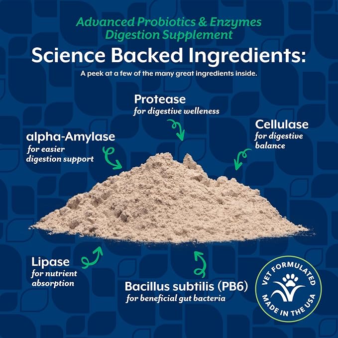 NaturVet Advanced Probiotics & Enzymes Powder for Dogs & Cats - 4oz