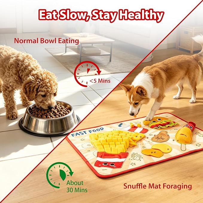 Gigwi Snuffle Mat for Dogs, Non-Slip Dog Puzzles for Smart Dogs and Cats | Slow Feeder Nose Work Training Mat 23.6" X 18.1", Built In Squeaker, Pet Enrichment for All Breeds Of Puppy, Cats & Rabbits