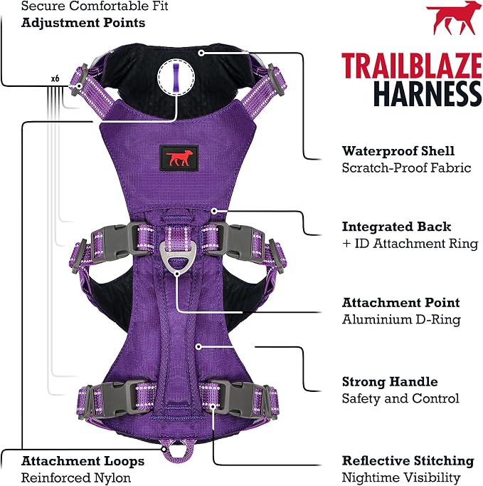 Tuff Pupper Escape Proof Dog Harness for Medium Dogs | No Pull Lightweight Adjustable Harness | No Escape Multifunctional Outdoor Pet Gear | Strong Durable Breathable | Secure Comfortable Fit
