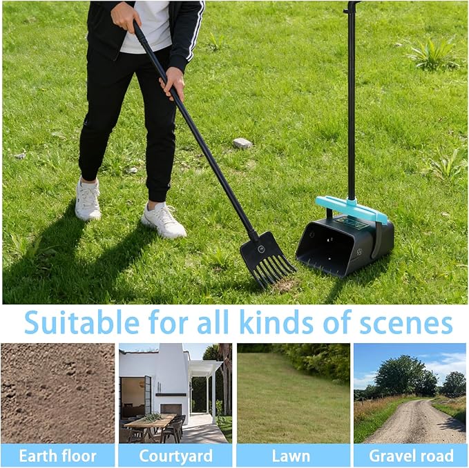 Geyecete Dog Pooper Scooper Pooper Scooper for Dogs - Long Handle Outdoor Cleanup Tool with 35 Waste Bags Dispenser -Portable Pet Waste Pick Up Set