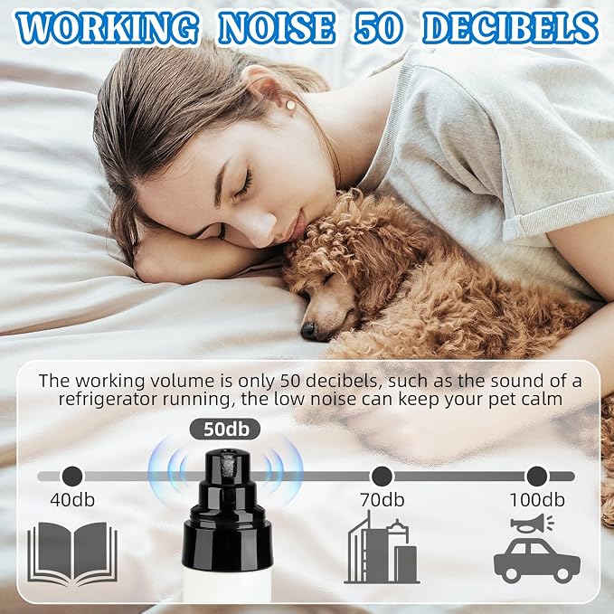 Quiet Dog Nail Grinder, 2-Speed, with 2 Grinding Heads