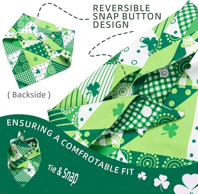 Dog Bandana for St. Patricks Day Patchwork Shamrock, Medium, Small