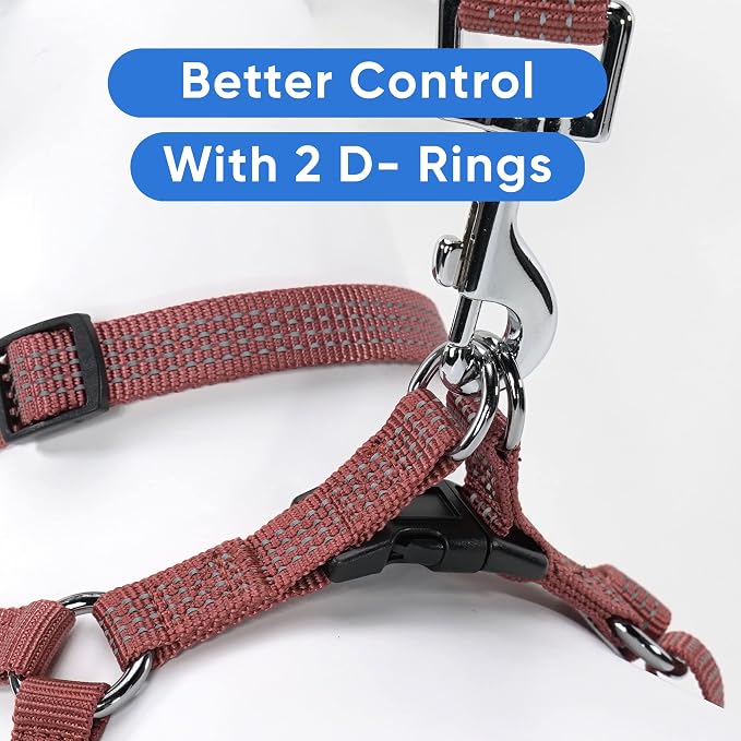 Pawtitas Reflective Step-in Dog Harness – Adjustable No-Pull Vest for Puppies to Seniors, Safe & Comfortable, M Marsala