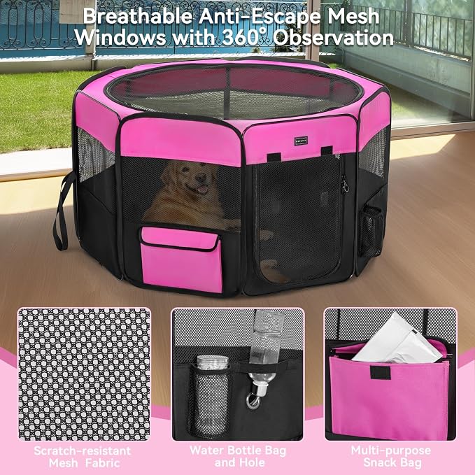 PETSFIT Dog Playpen, 45.5in, Jump-Proof 28.5in H