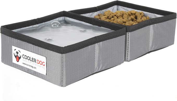 CoolerDog Pocket Bowl Collapsible Dog Bowls, Double, Small 24 oz x2