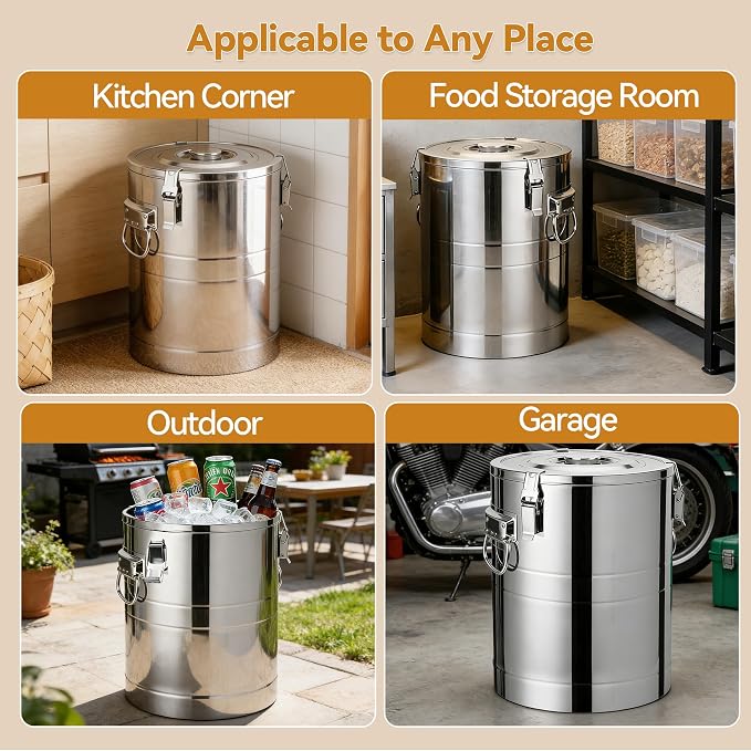 Newget 40 lb Stainless Steel Dog Food Storage Container with Scoop, 40 lb, Stainless Steel, Stainless Steel
