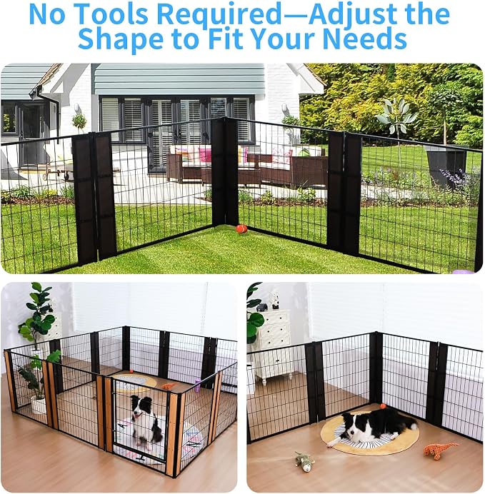 Heavy Duty Dog Playpen, 32in H Door Panel, Black