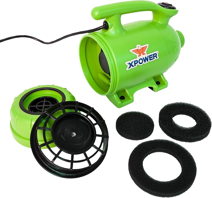 XPOWER B-2 2 HP Pro-At-Home 2-in-1 Pet Force Dryer & Vacuum, Green