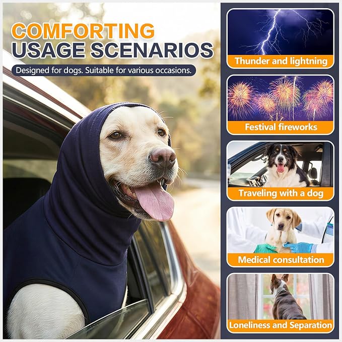 Dog Anxiety Vest,Pet Calming Hoodie Breathable Dog Anti-Anxiety Jacket for Thunder Fireworks and Separation,Blue S