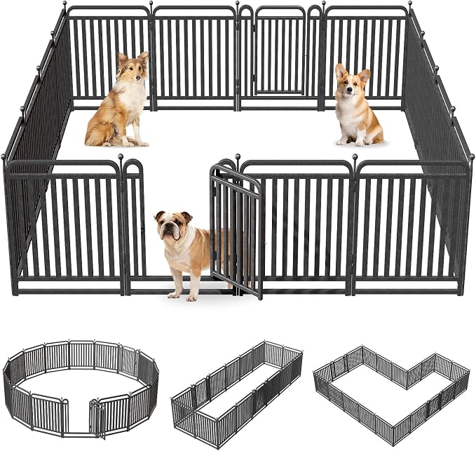 Dog Playpen Outdoor, 32in, 16 Panels, Heavy Duty, Rust Resistant