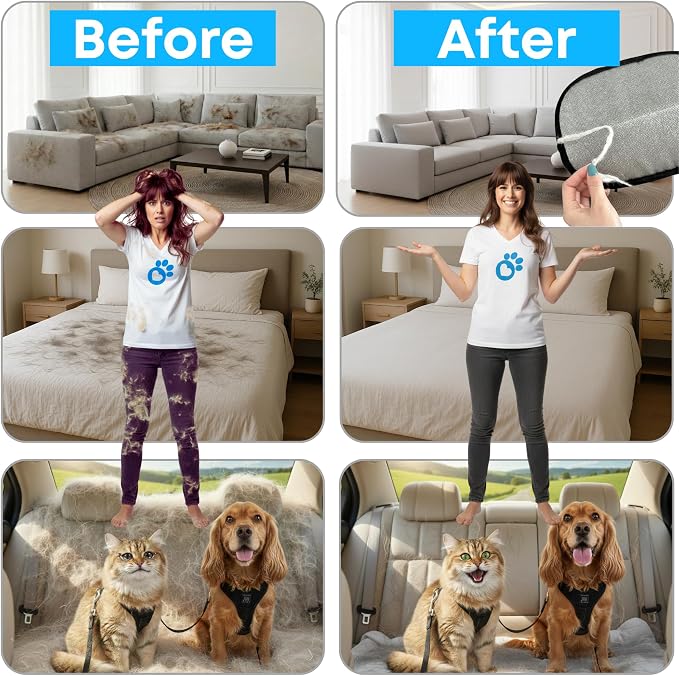 Pet Hair Remover Glove for Cats and Dogs, Large