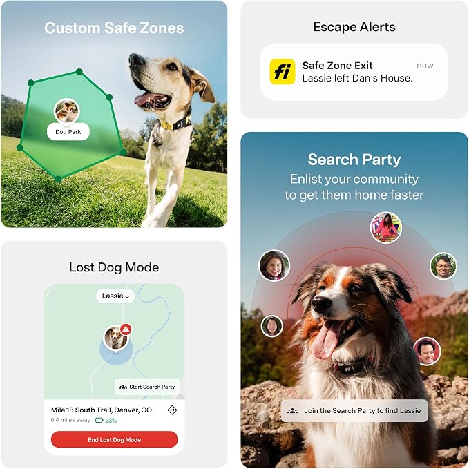 Fi Series 3+ GPS + Health Dog Collar, Yellow, Large, 12-Month Membership | Smart GPS dog collar with live tracking, health & behavior, Escape Alerts, LED light. Waterproof and Apple Watch compatible.