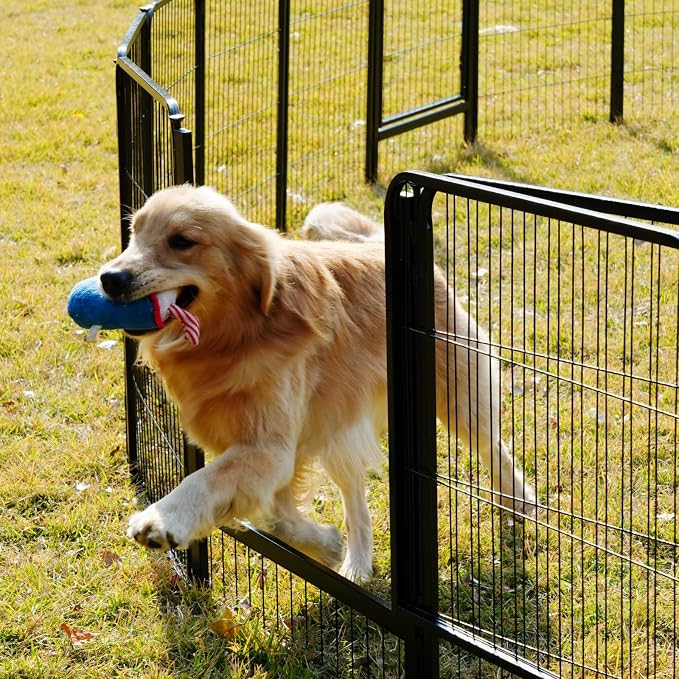 SunsGrove Dog Playpen Outdoor, 45 inch 16 Panels with Wider Door for Large Dogs, Free and Safe Play Dog Fence Indoor, Black