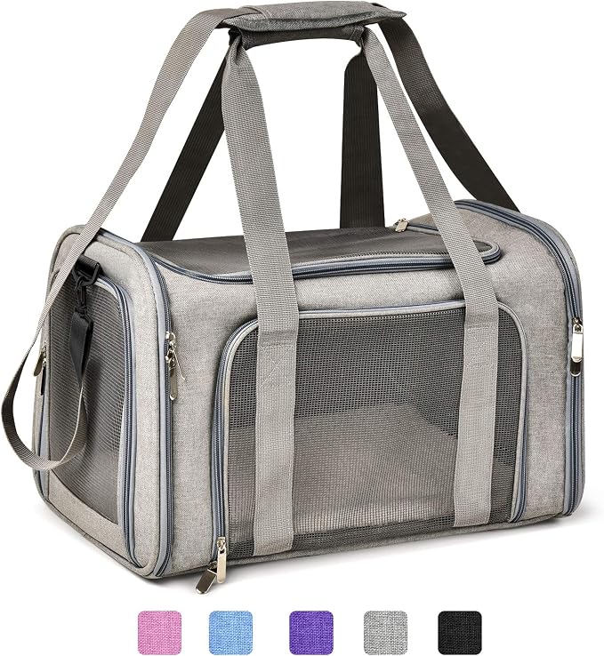 Henkelion Cat & Dog Carrier, Small/Medium Up to 15 lbs, TSA Airline Approved, Waterproof, Grey