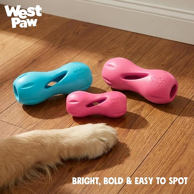 WEST PAW Qwizl Durable Zogoflex Dog Puzzle Toy for Mental Stimulation, and Enrichment - Treat Dispensing for Bully Sticks and Dental Sticks - Dishwasher Safe - Made in USA - Large - Geranium