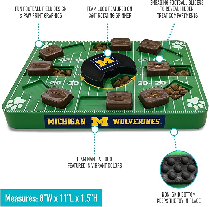 Pets First NCAA Michigan Wolverines Puzzle Toy, Puzzle Treat Dog Toy, Interactive Dog Treat Toy, Dog Puzzle Fedding Slow Toy