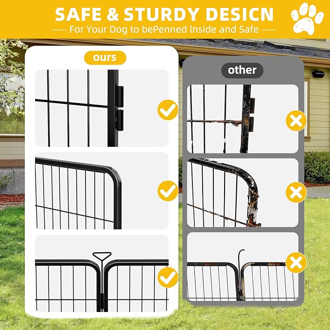 Dog Playpen, Heavy Duty Metal Fence, 32in, 8 Panels, Anti-Rust, Small/Medium