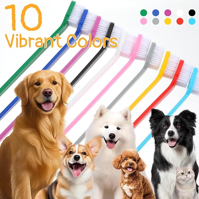 200 Pcs Dog Toothbrush Dual Headed Dental Brushes Bulk Dog Tooth Brushing Kit Long Handle Soft Bristles Pet Tooth Brush for Large and Small Dogs, Cats, Puppy Teeth Cleaning Dental Oral Care