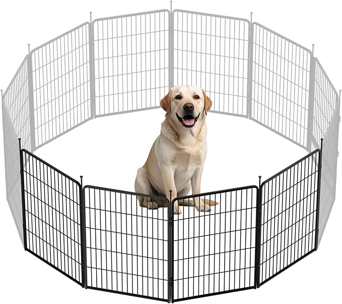 SunsGrove 40 inch 4 Panels Dog Playpen Outdoor for Small and Medium Dogs, Free and Safe Play Dog Fence Indoor, Black