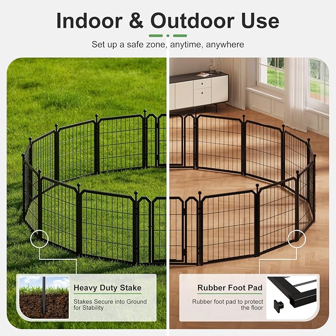 Dog Playpen for Puppies, 24in 8 Panels, Black