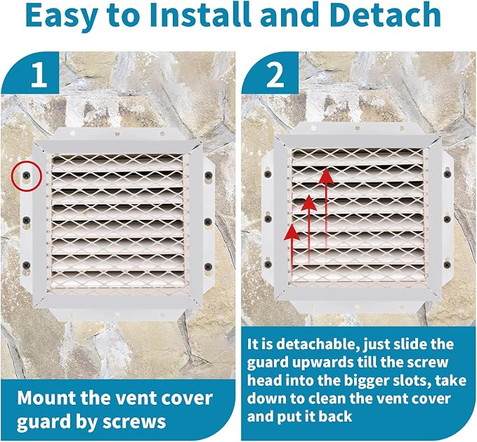 Dryer Vent Cover Guard 7" L x 7" W x 5" H, Metal Dryer Vent Mesh Screen, Dryer Vent Protector for 3" to 4" Dryer Ventilation and Bathroom Exhaust Fan Cover (White)