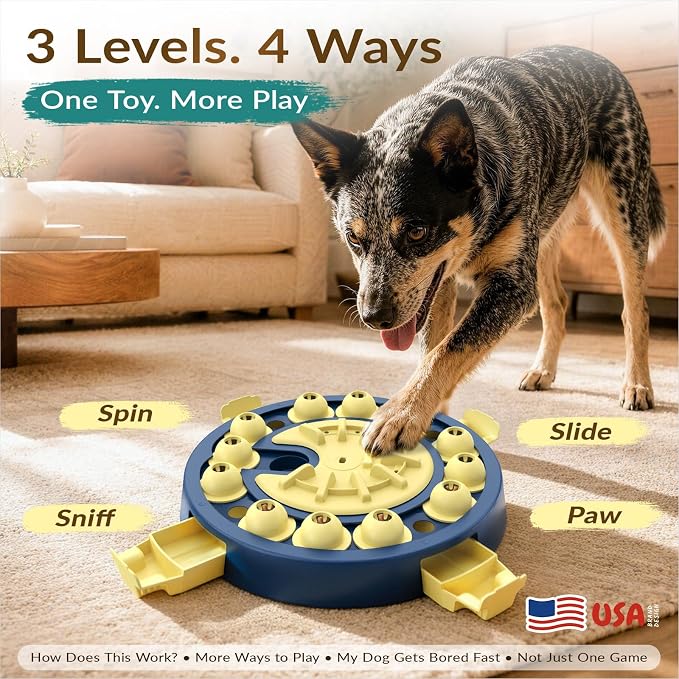 KADTC Large 3 Levels, Dog Puzzle Toy, Mental Stimulation for Smart Dogs | Four Ways Grow from Beginner to Advanced, Beat Boredom, Sharpen Focus,Channel Excess Energy and Stay Fresh Beyond One Solve.