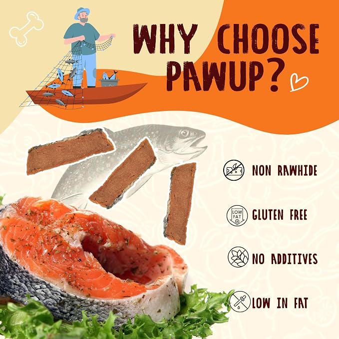 PAWUP Salmon Fillet with Skin Dog Treats, Smoked Flavor, 12.5oz