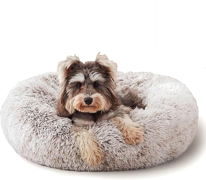 Western Home Calming Donut Cat Bed Small Dog Bed Washable,20" White Khaki
