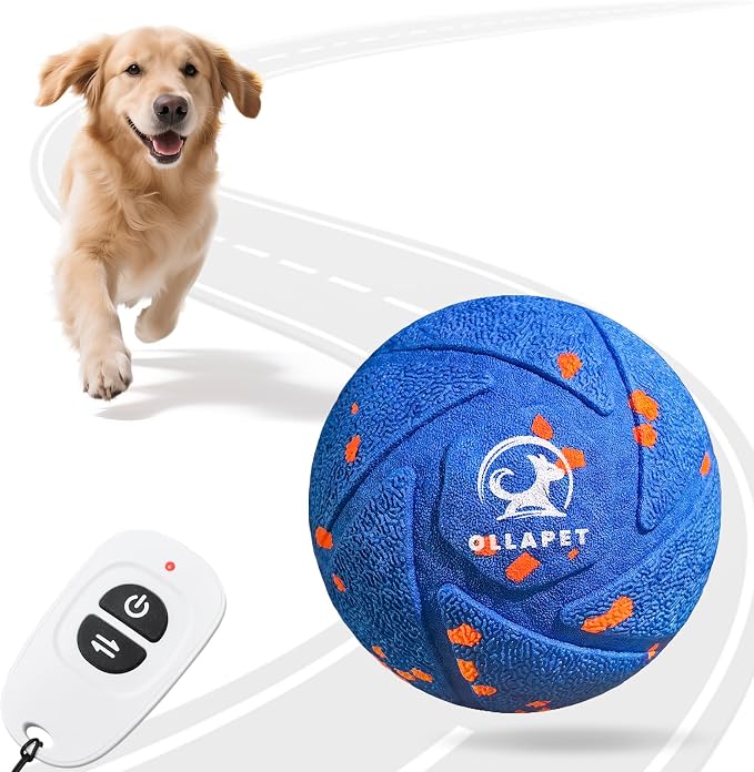 Smart Interactive Dog Toy Ball - Automatic Bouncing & Rolling, Chew-Resistant E-TPU Material, 3 Interactive Modes, IPX7 Waterproof, Smart Chase Pet Toy Ball for Medium and Large Dogs (Blue)