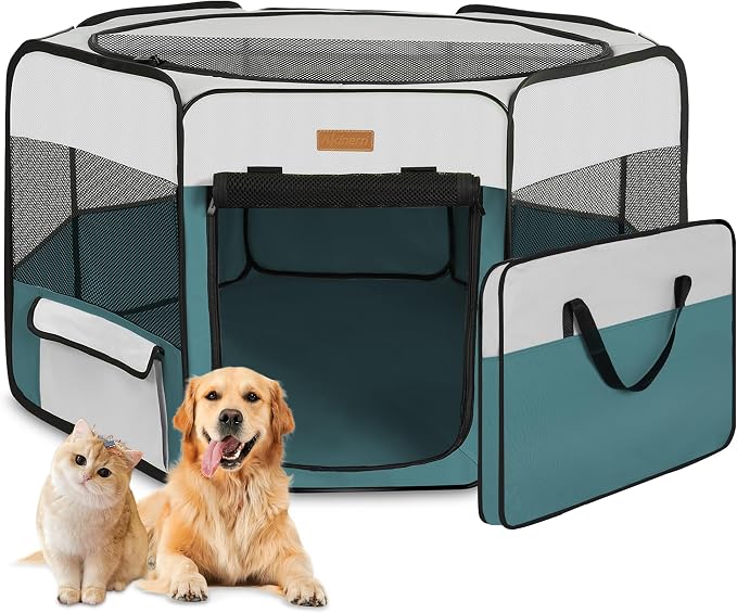 Portable Foldable Dog Playpen - Pet Tent, Blue