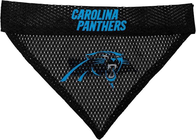 NFL DOG BANDANA - CAROLINA PANTHERS REVERSIBLE PET BANDANA. 2 Sided Sports Bandana with a PREMIUM Embroidery TEAM LOGO, Large/X-Large. - 2 Sizes & 32 NFL Teams available