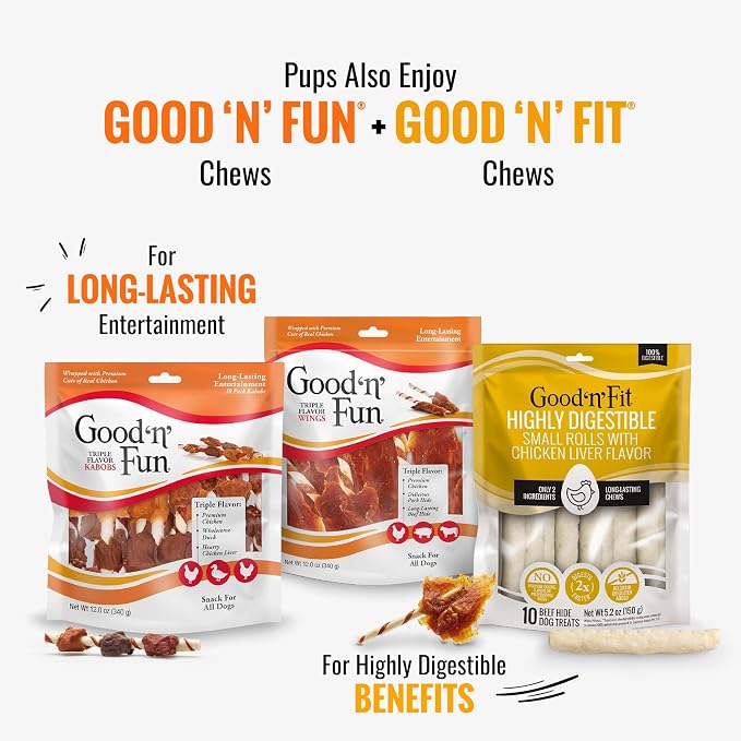 Good 'n' Tasty Triple Flavor Puree Mix-Ins Dog Food Topper Treats for All Dogs, 7 Count, Easy Single-Serve Portions, Added Protein with Salmon, Tuna and Krill, No Chicken or Beef Added (Pack of 2)