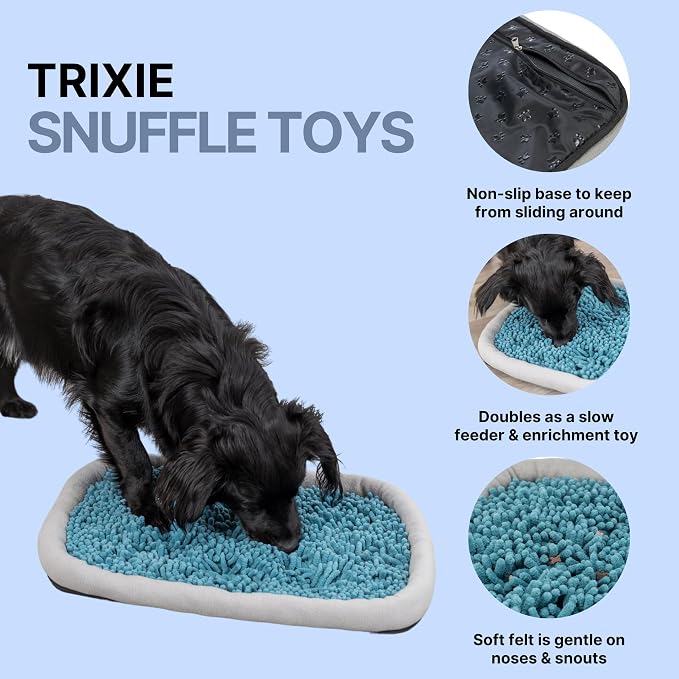 TRIXIE Snuffle & Seek Plate, Sniff Mat, Interactive Feeding Game, Slow Feeder, Level 1 Enrichment Puzzle for Dogs & Cats (Pack of 2)