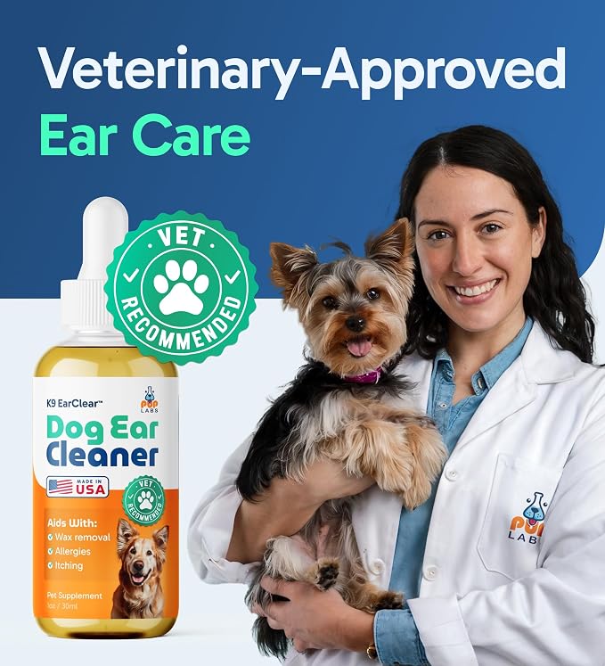 Pup Labs Ear Clear, Natural Dog Ear Cleaner and Infection Treatment for Dogs, Dog Drops for Itching, Irritation, & Wax Build-Up, 2-Pack