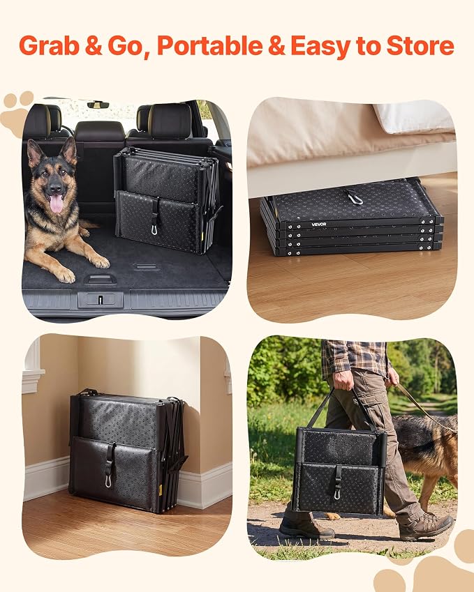 VEVOR Dog Stairs for Car, 4 Steps Extra Wide Foldable Dog Ramp for Large Dogs with Non-Slip Surface, Portable Lightweight Pet Stairs Ladder for Car, SUV, Truck, High Bed, Sofa, Support up to 250 lbs