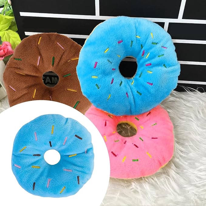 Aggressive Chew Toys for Large Dogs, Indestructible Durable Fabric Cute Dog Toy for Aggressive Chewers,Donut Heavy Duty Squeaky Interactive Dog Toys for Anxiety Relief Playing Teething Puppy Home