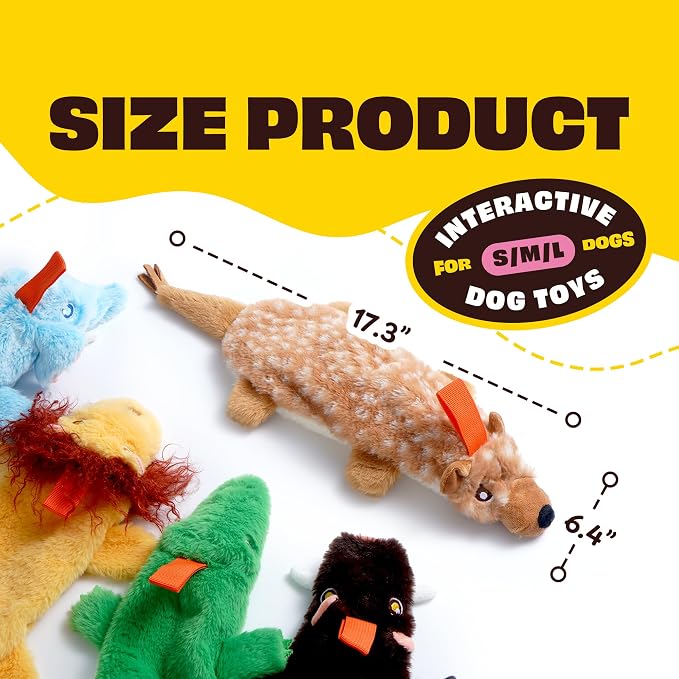 Nocciola Dog Flirt Pole Replacement Toys 5 Pack Squeaky Plush Toys - No Stuffing Crinkle Dog Toy Teaser Wand Refill Pack