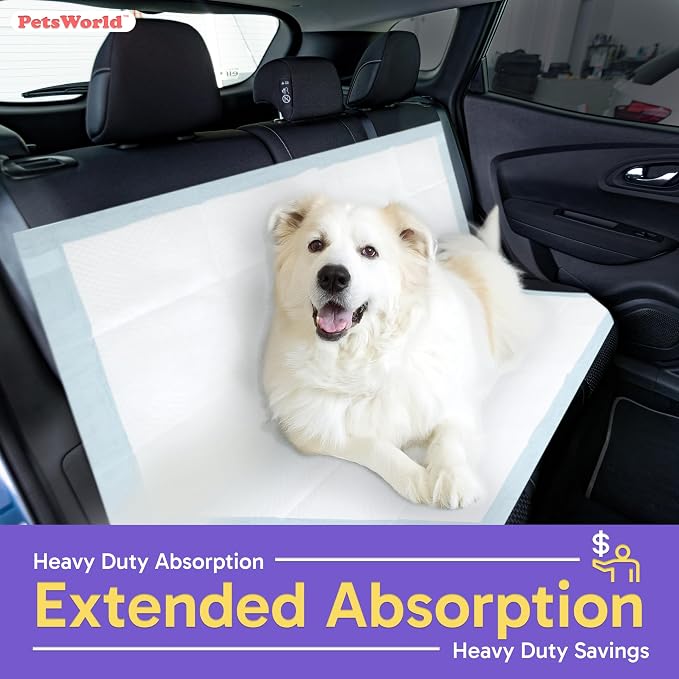 PETSWORLD Premium Extra Large Dog Pee Pads (43" x 74") – Jumbo Puppy Training & Incontinence Pads for Large Dogs & Multi-Pet Homes – Leak-Proof, Odor Control, 5-Layer Absorbency, 50 Count
