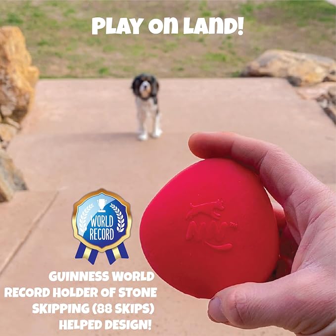 Skip NN' Fetch Large Floating Dog Toys Qty 2 | Stone Skipping Meets Fetch | Fun for Swimming Pool, Lake, Beach, and Land | Perfect Floating Water Toys for Large Dogs