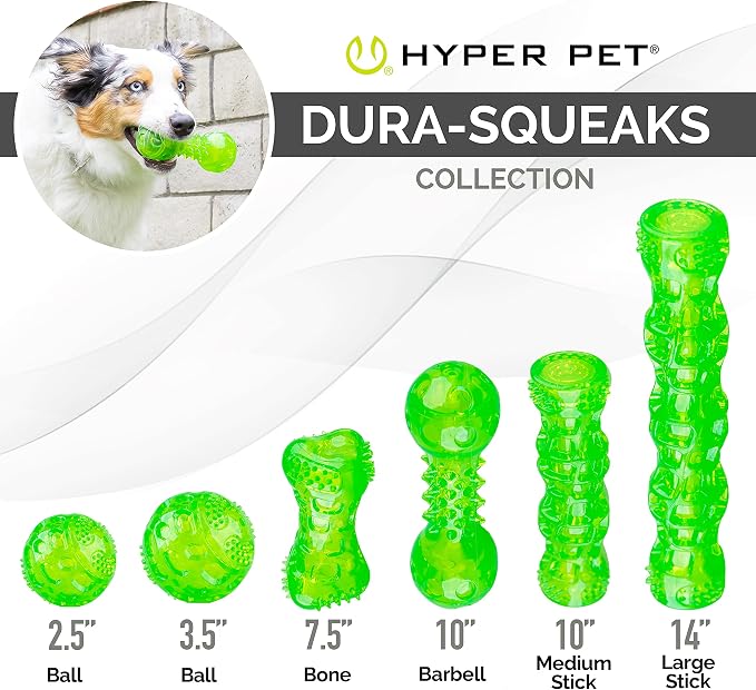 Hyper Pet DuraSqueak Dog Ball Toy, Interactive Dog Toys that Float and Squeaks for Playing, Fetching and Retrieving-Great Alternative to Traditional Tennis Balls Green 2.5 Inch | Bold sound effects reward play, a fresh alternative to traditional tennis...