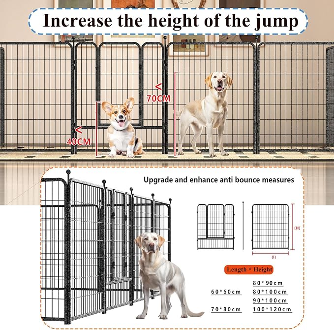 Dog Pen Pet Playpen Dog Fence Indoor Foldable Metal Wire Exercise Puppy Play Yard Pet Enclosure Indoor Outdoor 8pcs 60 * 60cm