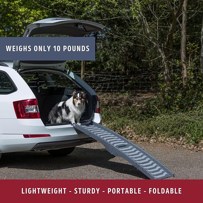 TRIXIE 59-in Pet Ramp for Small to Medium Dogs up to 55 lbs, Foldable and Lightweight Easy to Store | Folding Dog Ramp with High Traction Surface, Ideal for Cars and SUVs, Foldable, Easy to Store and Clean